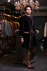 INDO-WESTERN IN VELVET FRONT PLEATS Ajjay-Mehrra