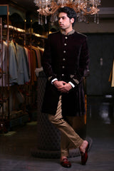 INDO-WESTERN IN VELVET FRONT PLEATS Ajjay-Mehrra