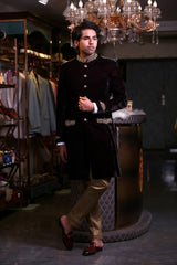 INDO-WESTERN IN VELVET FRONT PLEATS Ajjay-Mehrra