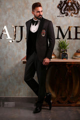 SILK JACQUARD TUXEDO WITH SKULL EMBELLISHMENT