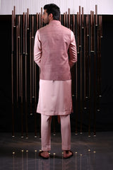 jawahar jacket in raw silk with thread and zari booti work