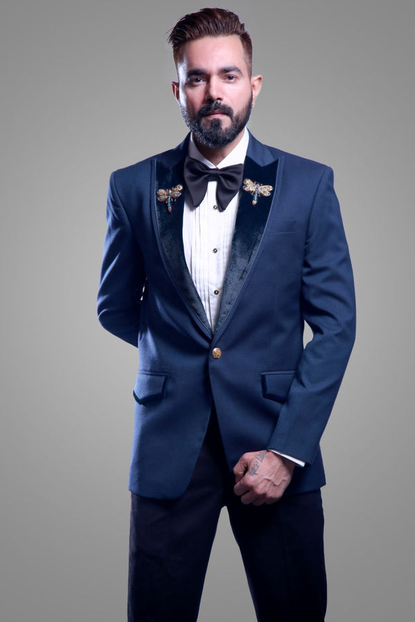 2 PC SUIT WITH TUXEDO PIPING Ajjay-Mehrra