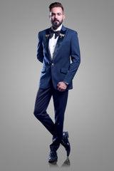 2 PC SUIT WITH TUXEDO PIPING Ajjay-Mehrra
