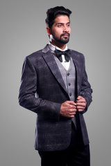 3PC SUIT WITH SILK WOOL CHECK JACKET Ajjay-Mehrra