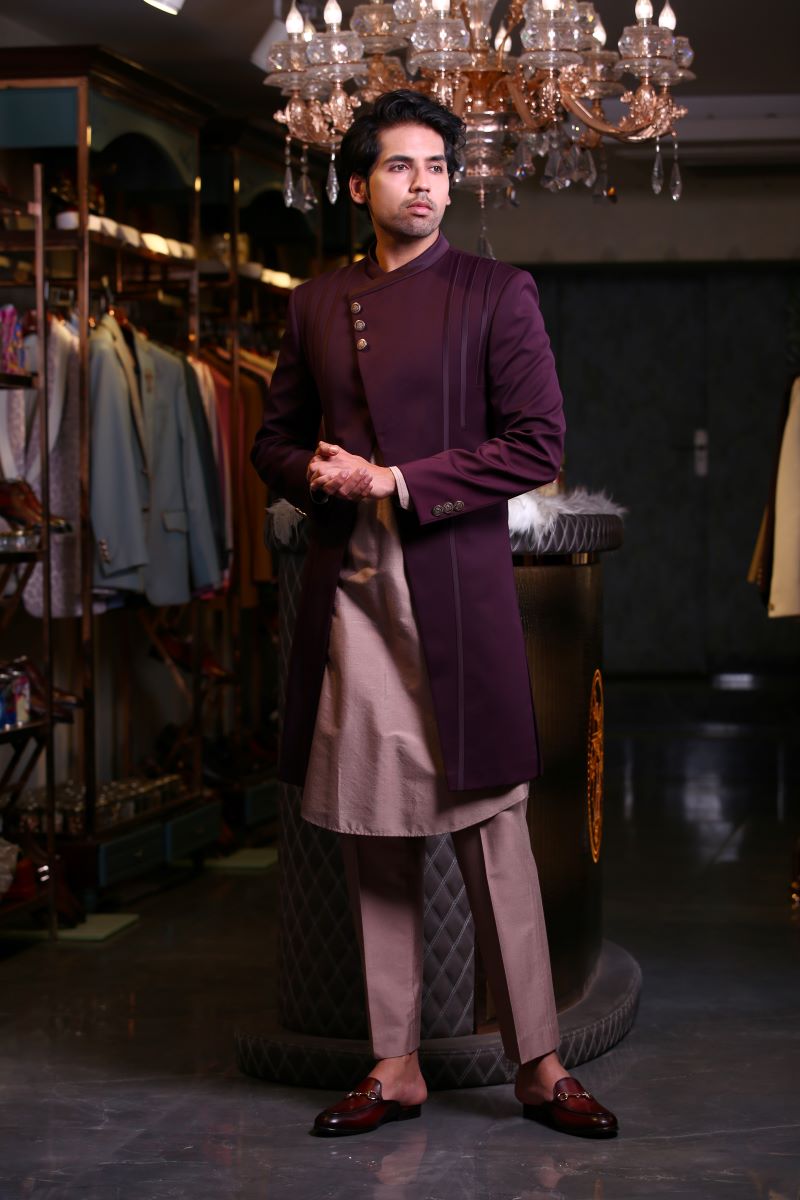 INDO-WESTERN WITH TUXEDO PIPING DROPS Ajjay-Mehrra