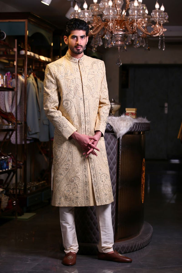 SHERWANI CRAFTED IN RAW SILK Ajjay-Mehrra