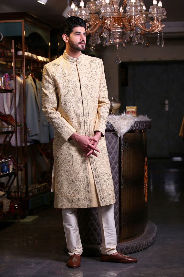 SHERWANI CRAFTED IN RAW SILK Ajjay-Mehrra