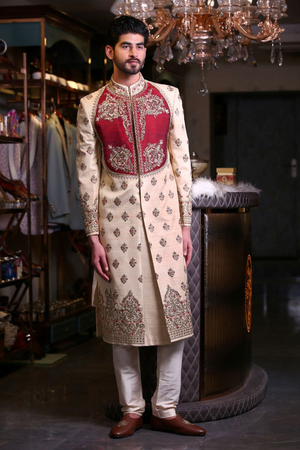 SHERWANI WITH ZARDOZI DAPKA WORK Ajjay-Mehrra