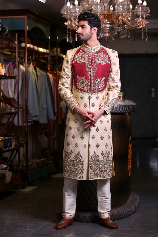 SHERWANI WITH ZARDOZI DAPKA WORK Ajjay-Mehrra