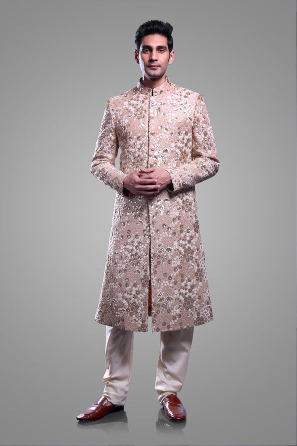 SILK GEORGETTE SHERWANI WITH BOTTOM Ajjay-Mehrra