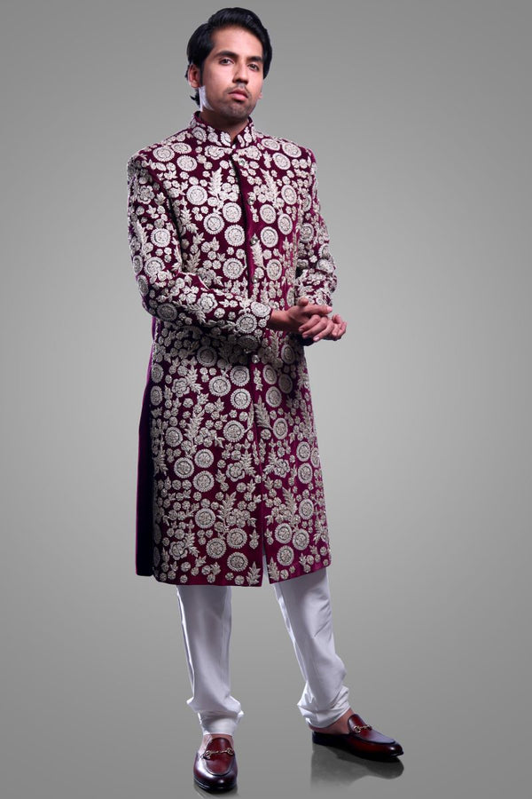 VELVET SHERWANI WITH BOTTOM Ajjay-Mehrra